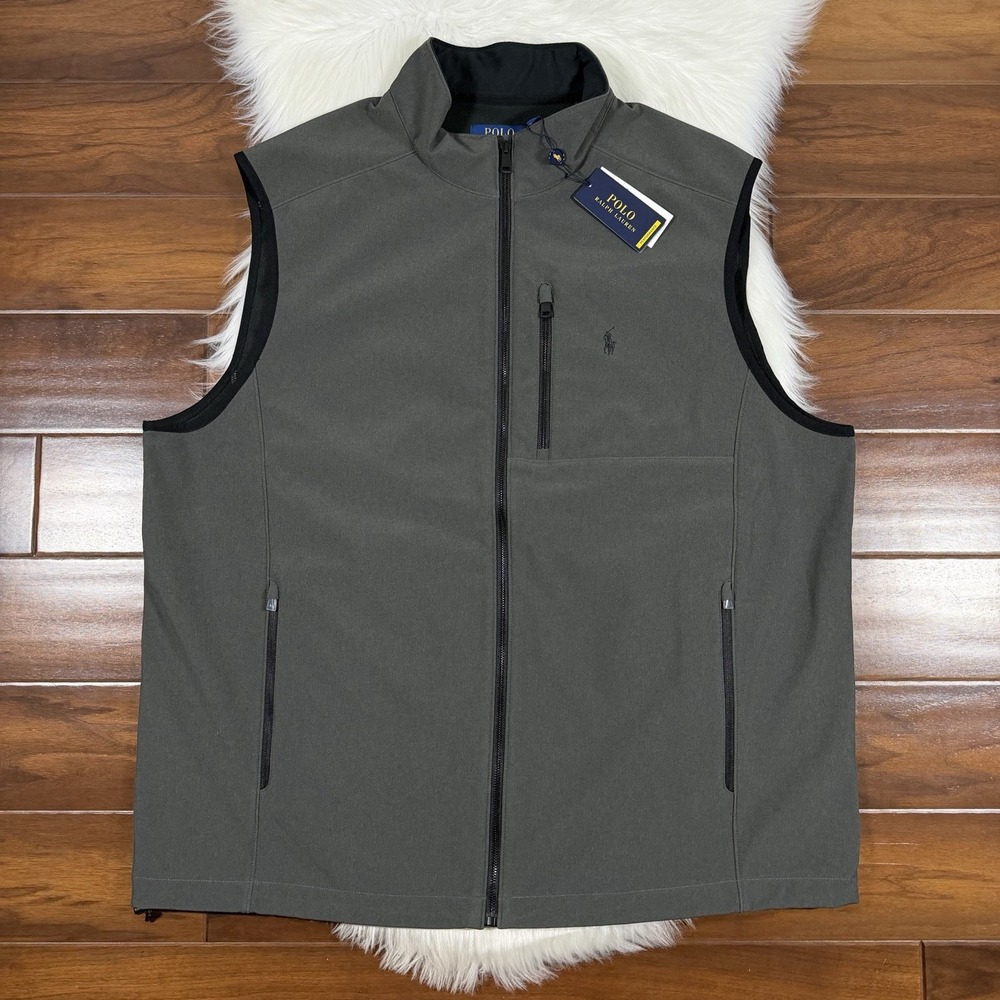 Polo Ralph Lauren Men's Size 2XLT Gray Performance Softshell Vest Jacket